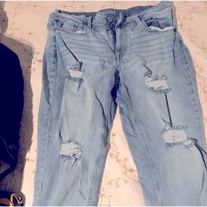 Womens distressed ankle jeans